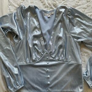 Anthropologie metallic blue top